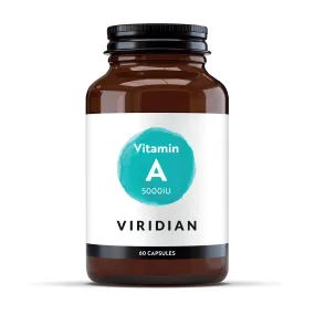 Complément alimentaire végétalien Viridian - Vitamine A 5000 UI, 60 capsules
