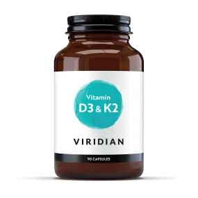Complément alimentaire végétalien Viridian - Vitamines D3 et K2, 90 capsules