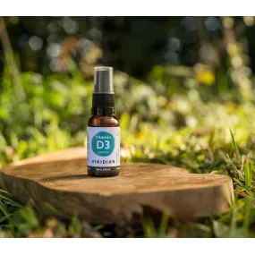 Complemento alimenticio vitamínico vegano Viridian - Vitamina D3 2000 UI, spray de 20 ml