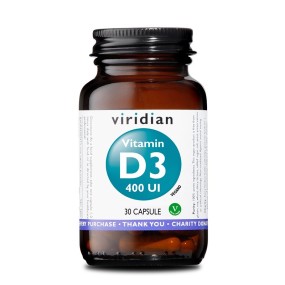 Suplemento alimenticio vitamínico vegano Viridian - Vitamina D3 400 UI 30 cápsulas