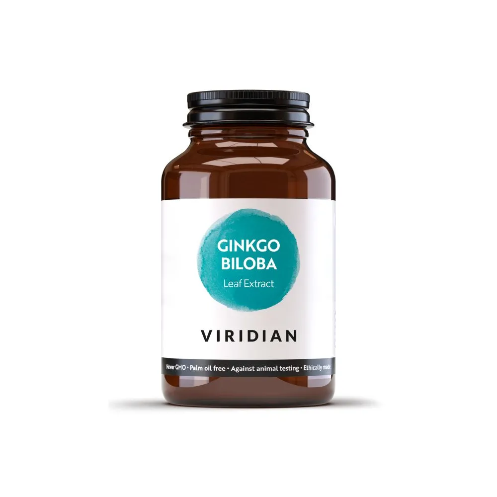 Complemento Alimenticio Fitopreparado Vegano Viridian - Extracto de Hoja de Ginkgo Biloba 60 Cápsulas