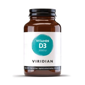Complemento alimenticio vegano Viridian - Vitamina D3 2000 UI (60 cápsulas)