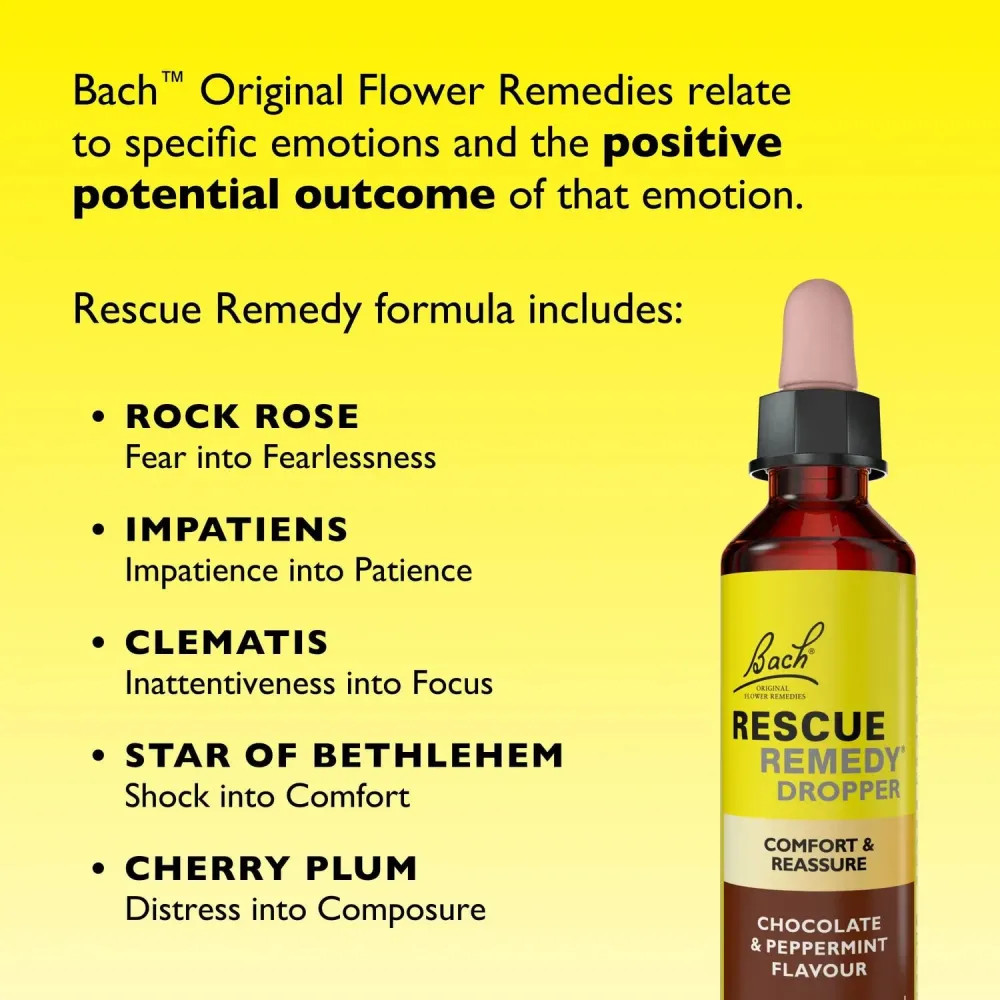 Fórmula compuesta Bach Center - Rescue Remedy chocolate y menta en gotas 20 ml